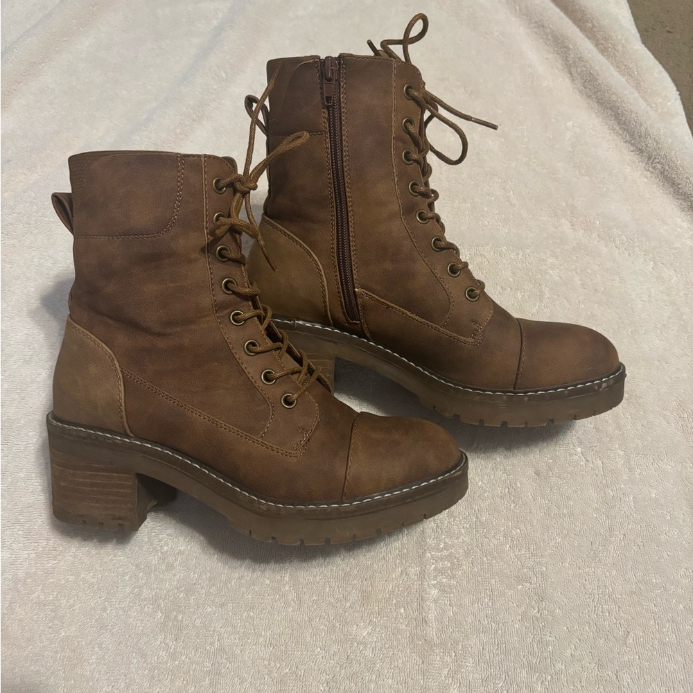 Brown Lace-Up Ankle Boots